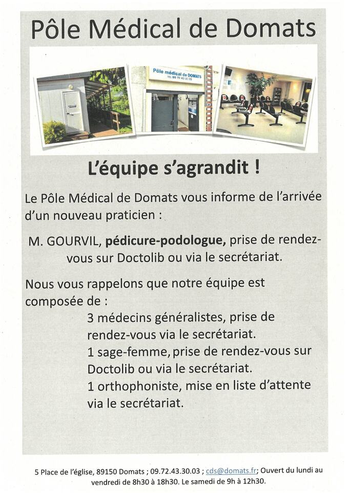 Infos Pôle Médical de Domats